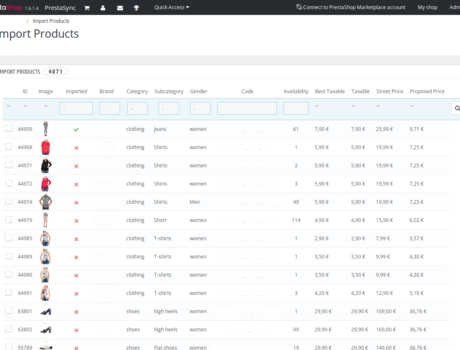 Importación de productos (prestashop)