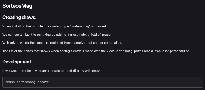 Extensió per a drupal per la creació de sortejos.